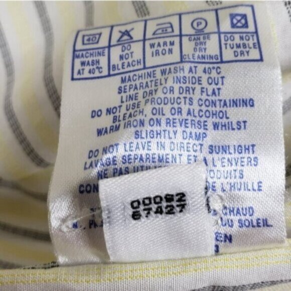 Ted Baker London Men's White Yellow Blue Striped Button Up Shirt Sz 17 Flip Cuff - Picture 9 of 13